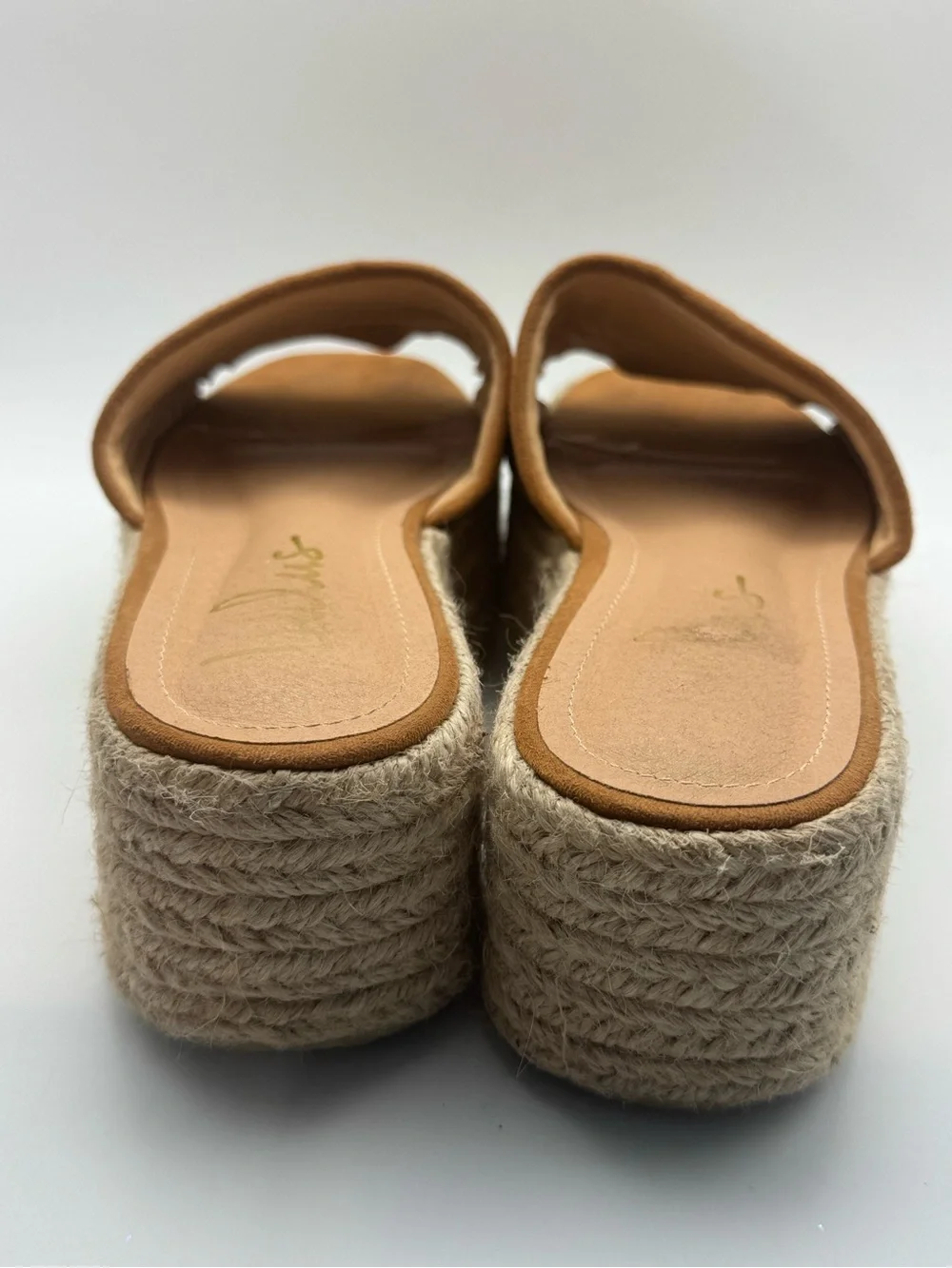 Lulus Size 8 Brown Faux Suede Espadrille Platform Slide Sandals